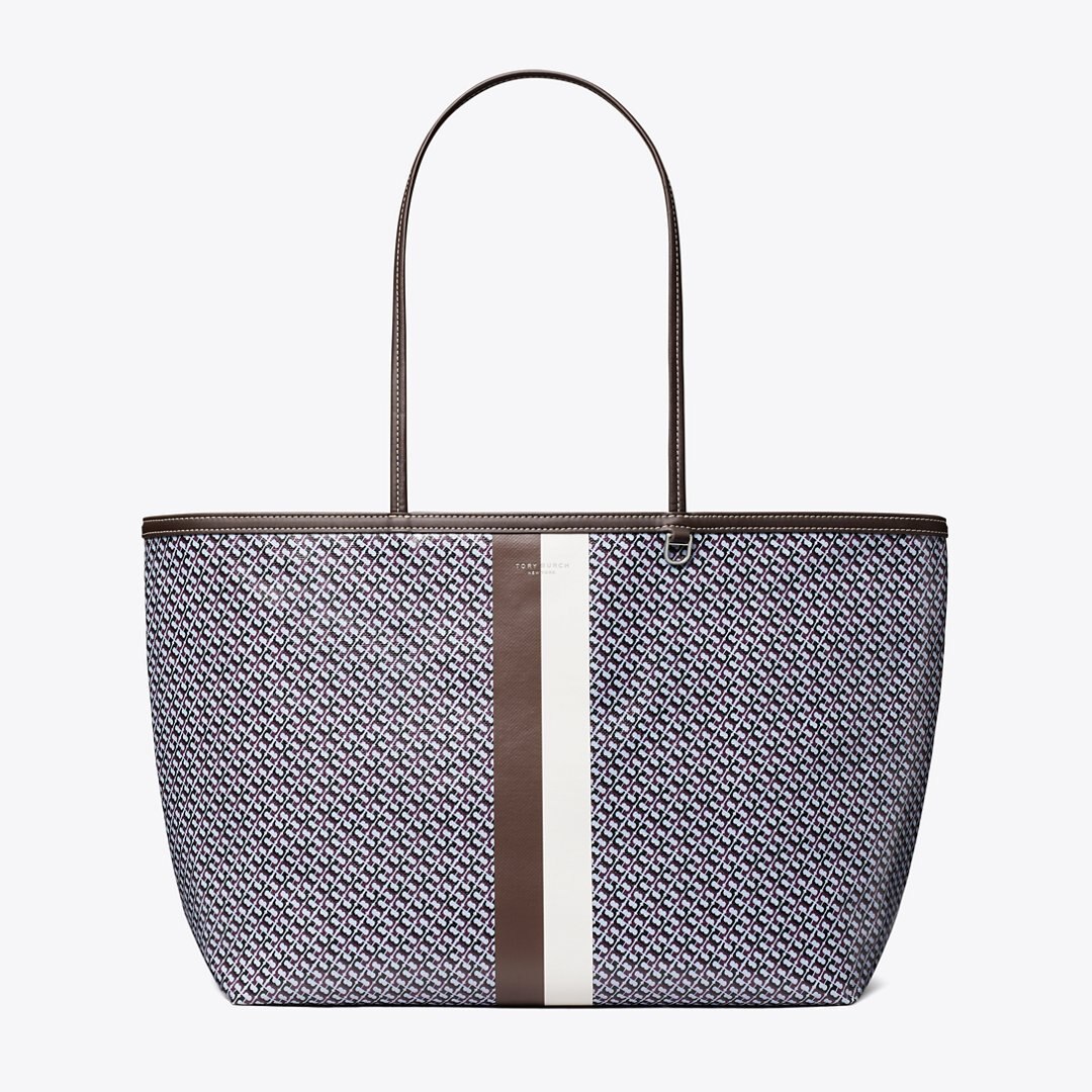 Tory Burch Racer Tote Blue Printed