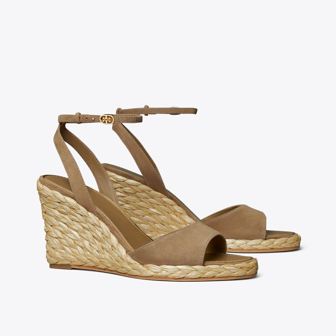 Tory Burch Raffia Wedge Sandal RIVER ROCK