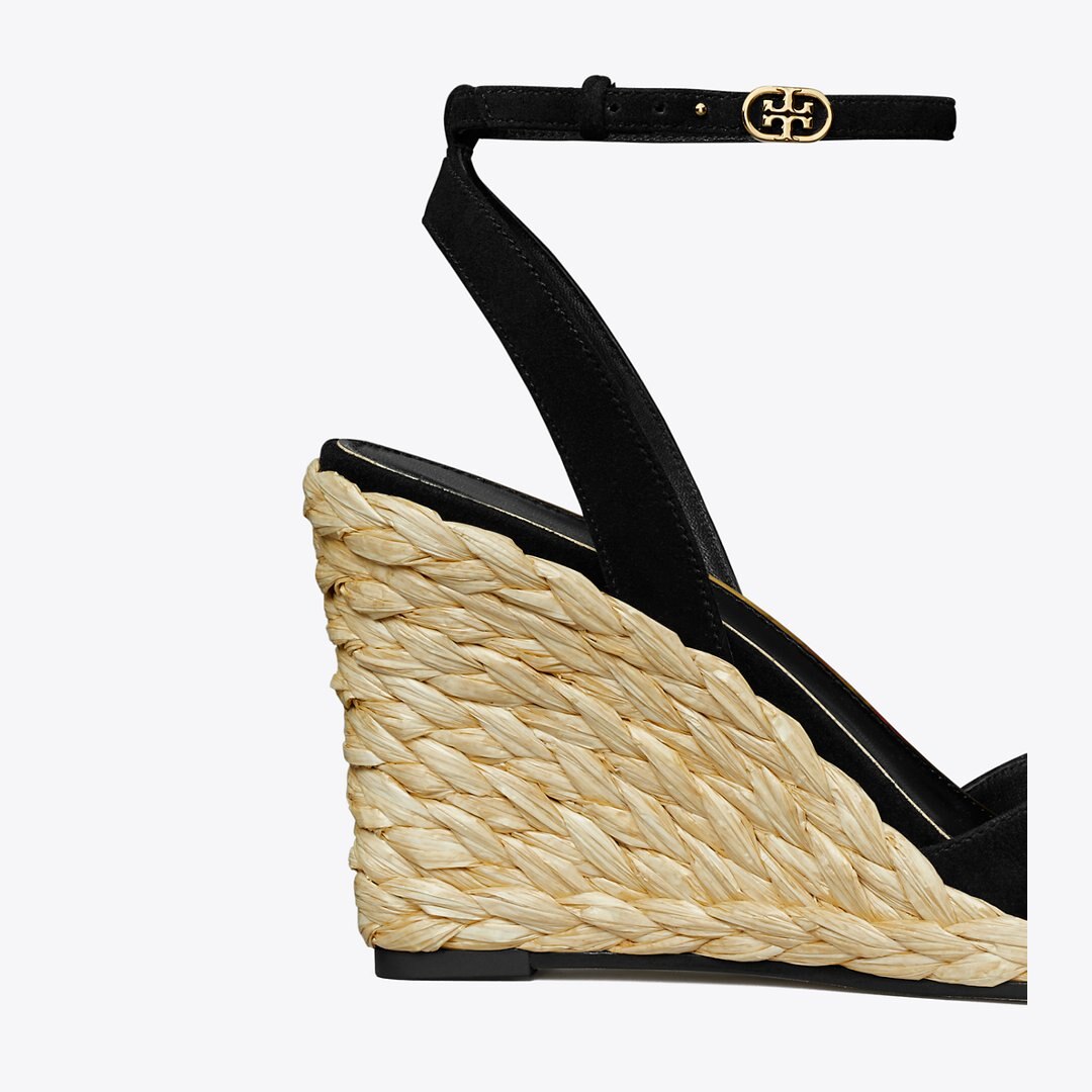 Tory Burch Raffia Wedge Sandal PERFECT BLACK