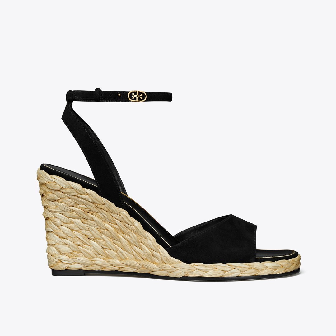 Tory Burch Raffia Wedge Sandal PERFECT BLACK