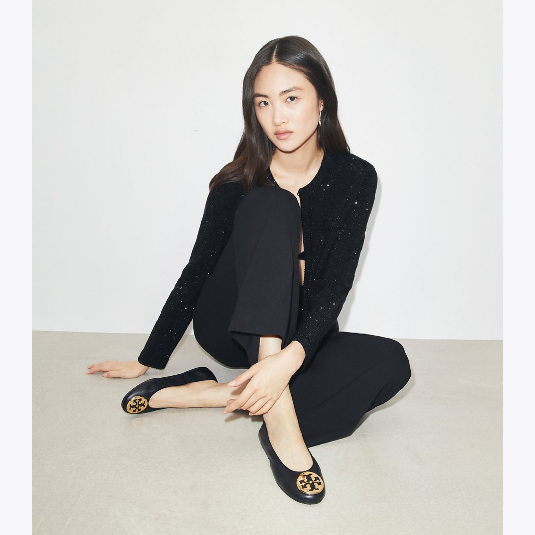 Tory Burch Reva Travel Ballet PERFECT BLACK / GOLD