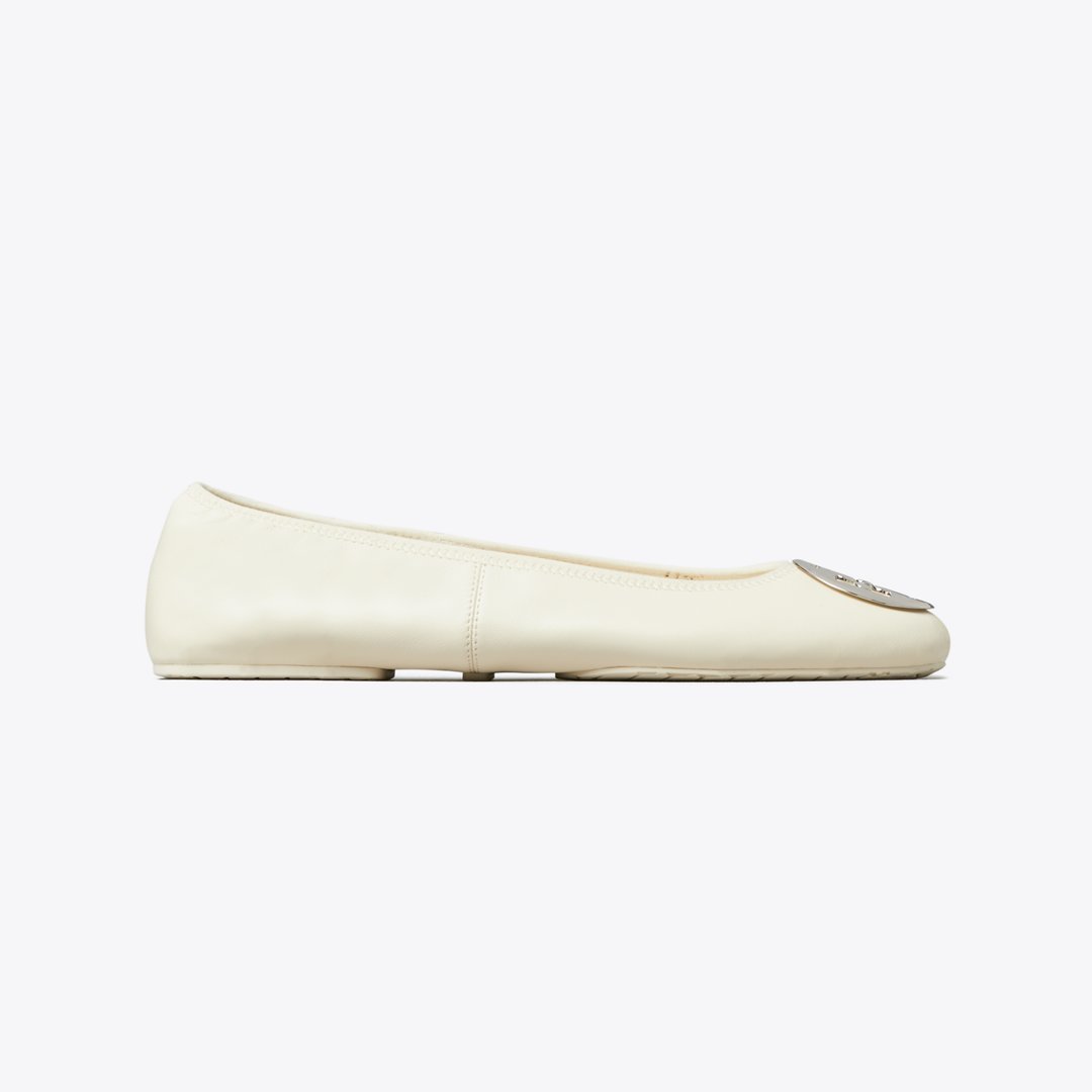 Tory Burch Reva Travel Ballet LIGHT CREAM / SILVER