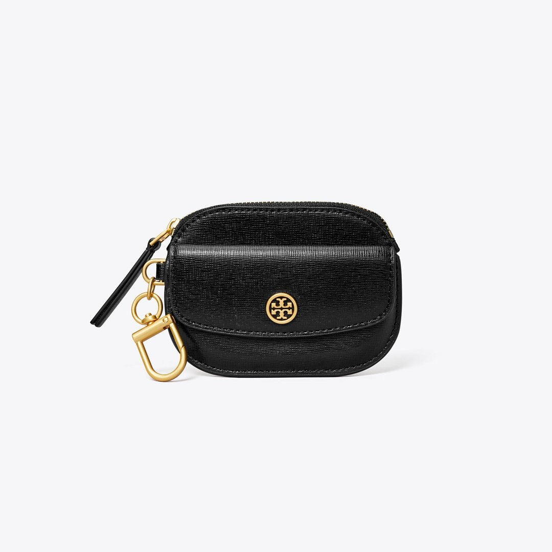 Tory Burch Robinson Card Case Key Ring Black
