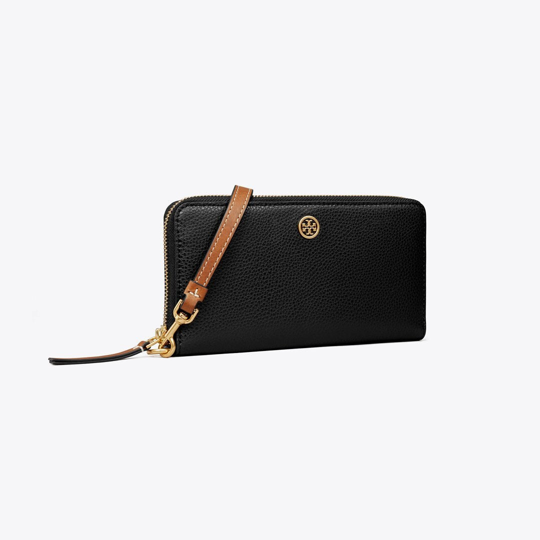 Tory Burch Robinson Pebbled Zip Continental Wallet Black