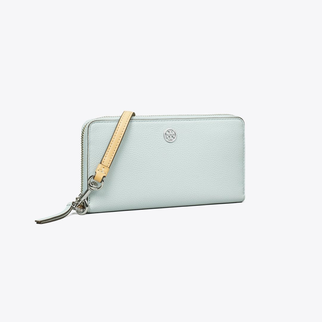 Tory Burch Robinson Pebbled Zip Continental Wallet Sea