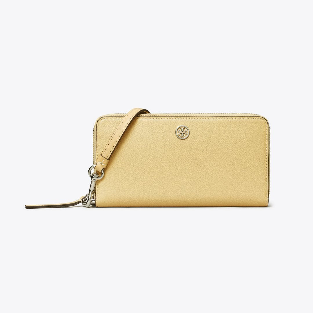 Tory Burch Robinson Pebbled Zip Continental Wallet Praline