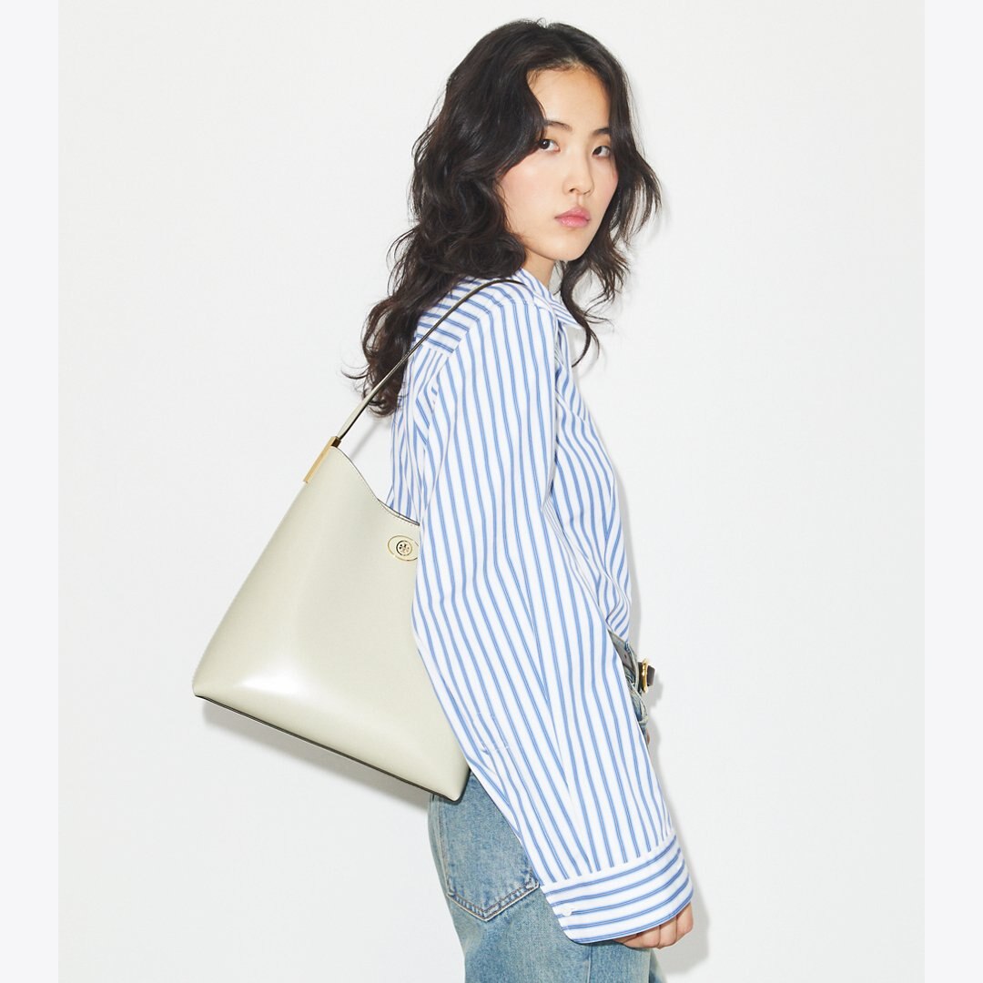 Tory Burch Robinson Spazzolato Hobo Bag SHEA BUTTER