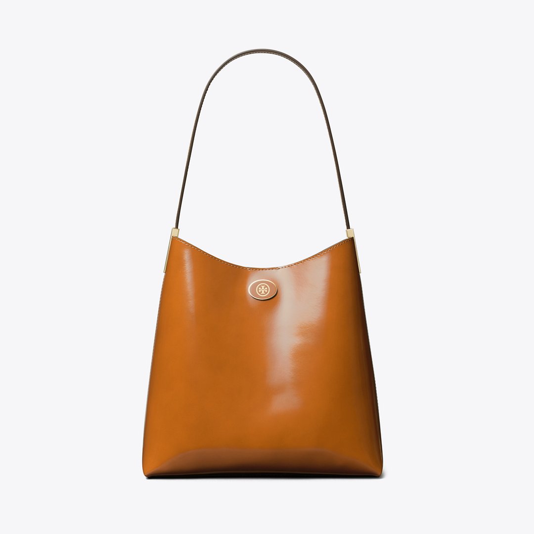 Tory Burch Robinson Spazzolato Hobo Bag DARK SIENNA
