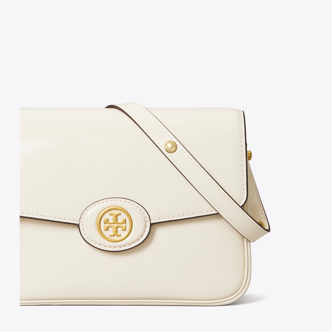 Tory Burch Robinson Spazzolato Shoulder Bag SHEA BUTTER