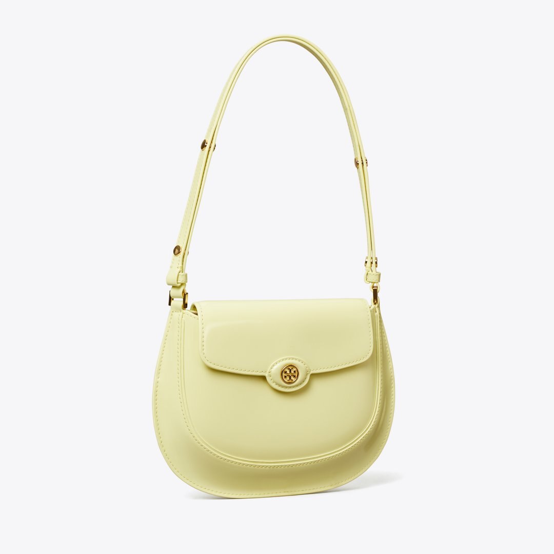 Tory Burch Robinson Spazzolato Small Flap Bag Lemon