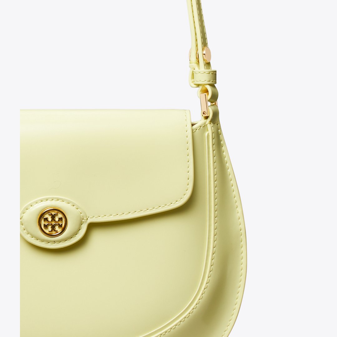 Tory Burch Robinson Spazzolato Small Flap Bag Lemon