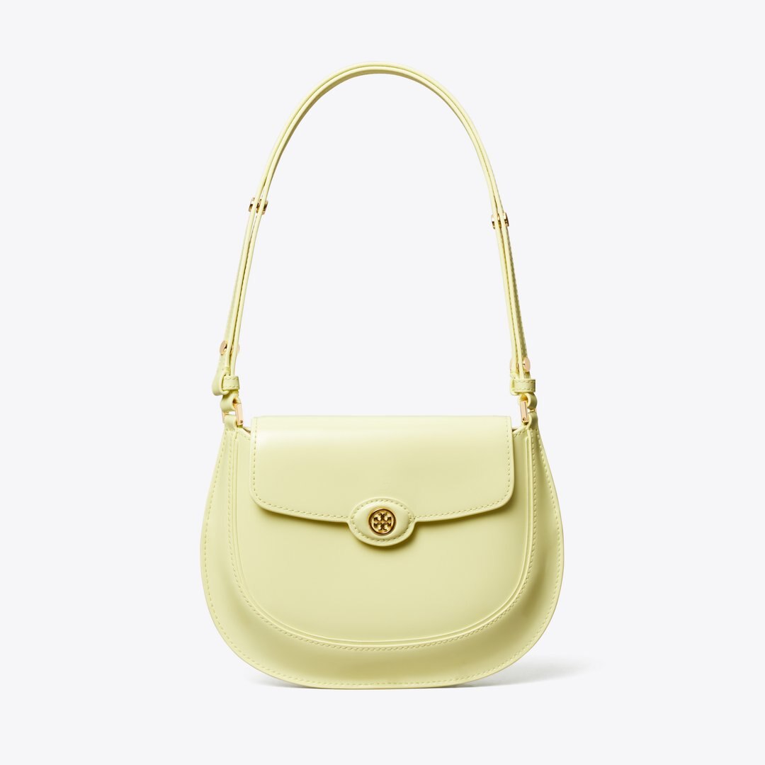 Tory Burch Robinson Spazzolato Small Flap Bag Lemon