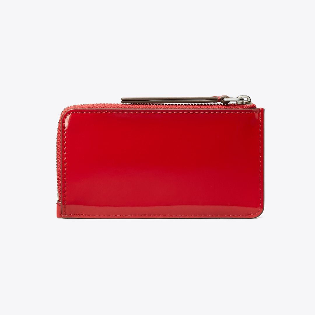 Tory Burch Robinson Spazzolato Zip Card Case Red Sky