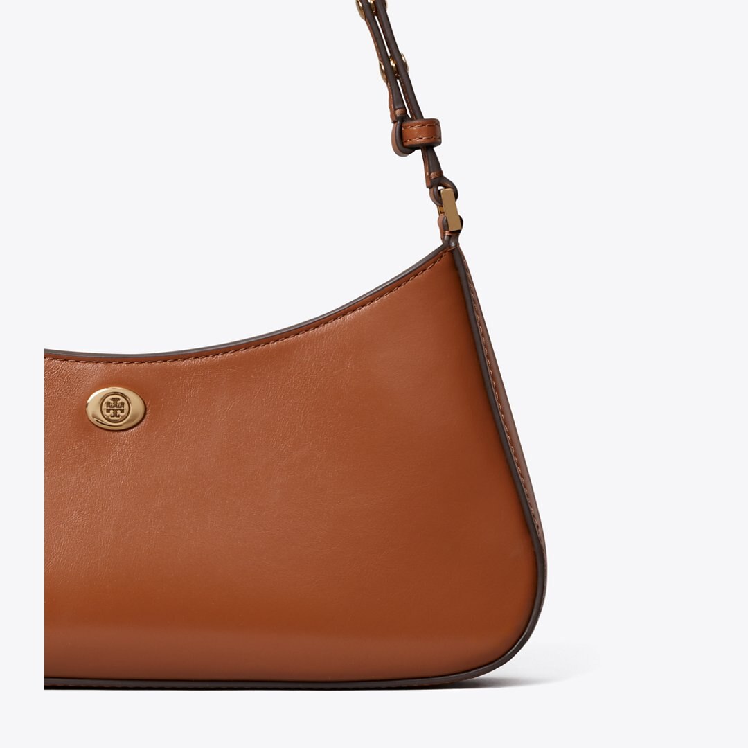 Tory Burch Robinson Zip Top Shoulder Bag Aged Tan