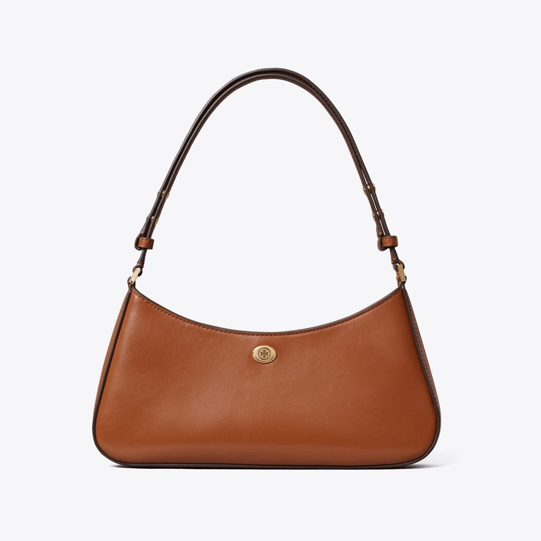 Tory Burch Robinson Zip Top Shoulder Bag Aged Tan