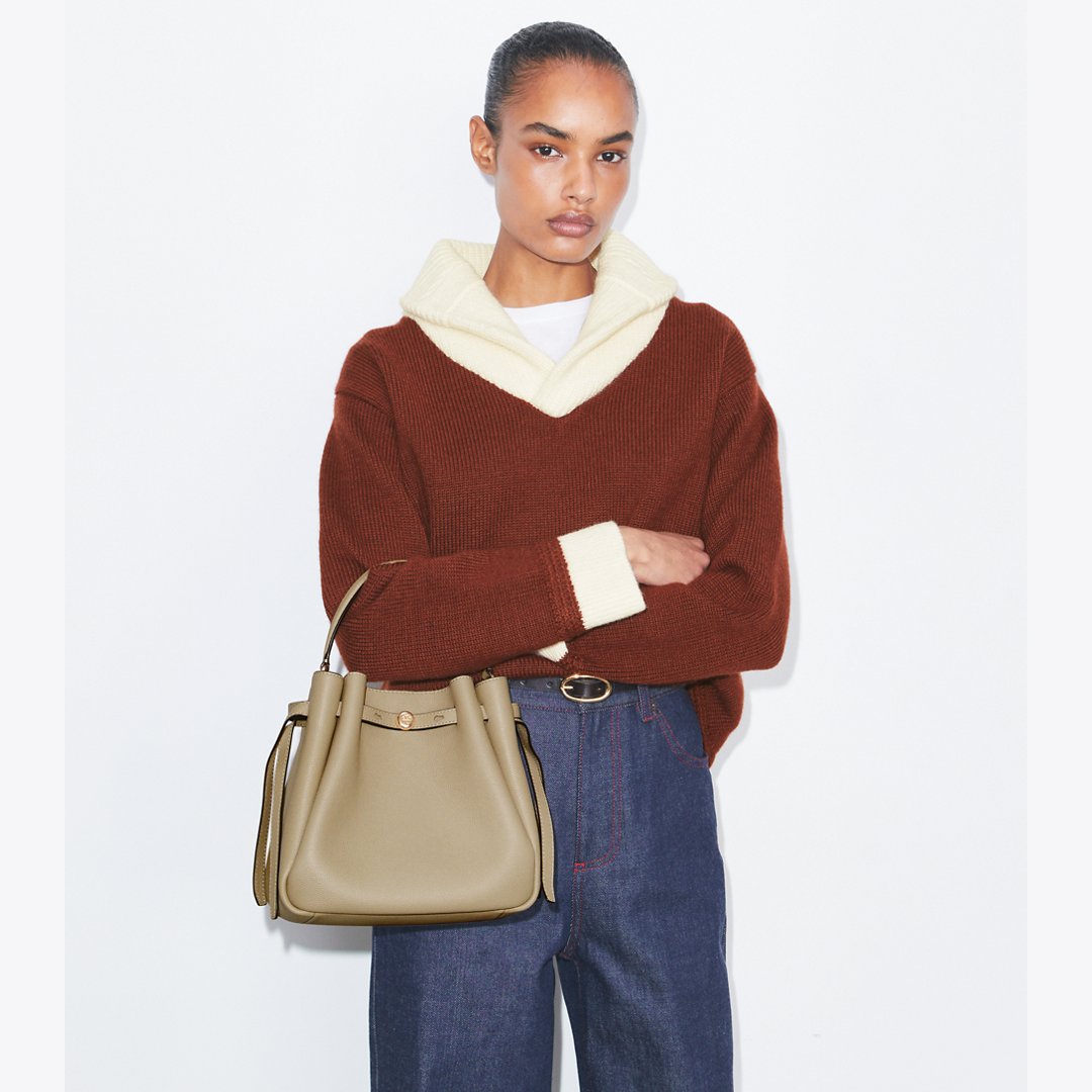 Tory Burch Romy Bucket Bag Soft Cement