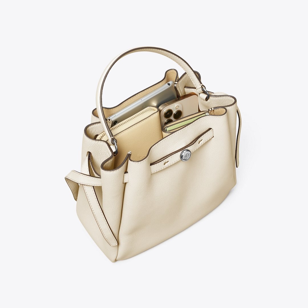 Tory Burch Romy Bucket Bag Light Cream