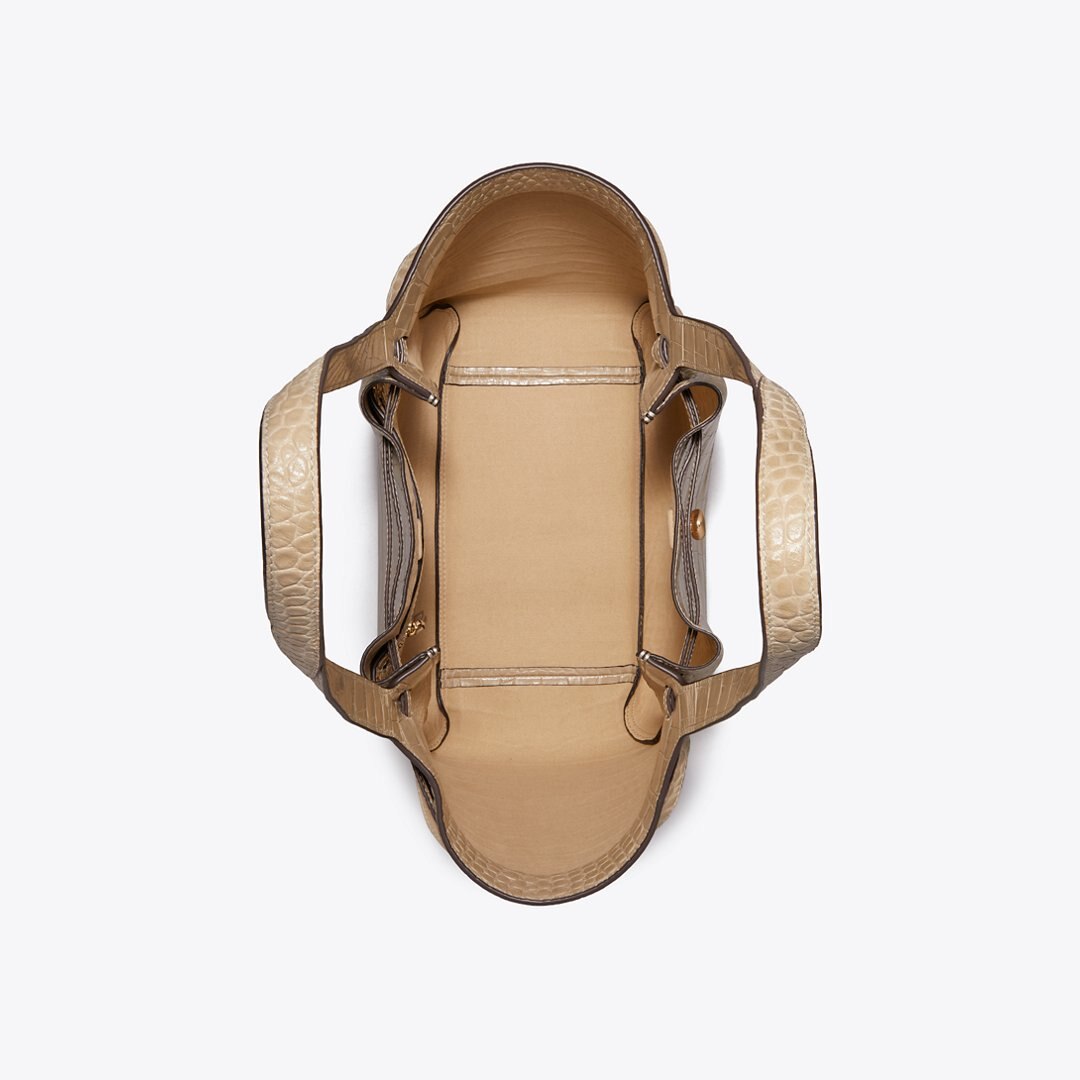 Tory Burch Romy Croc-Embossed Tote Light Hickory