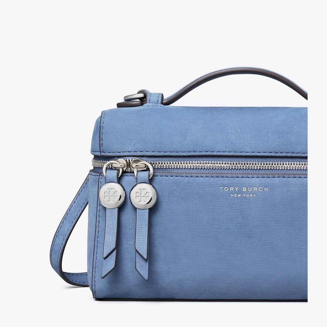 Tory Burch Romy Nubuck Slim Top Handle Soft Blue