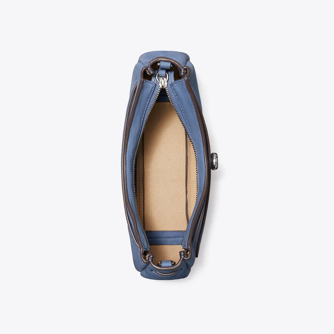 Tory Burch Romy Nubuck Zip-Top Crossbody Bag Soft Blue