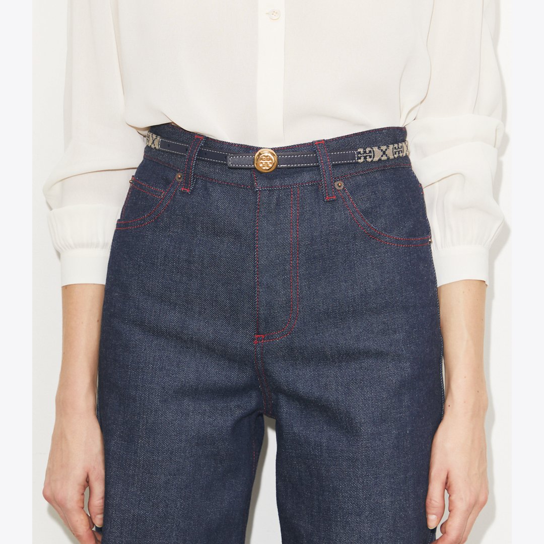 Tory Burch Romy Reversible Belt Tory Navy