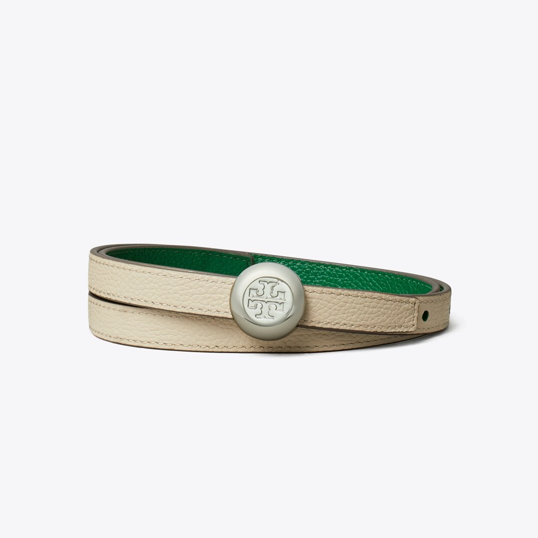Tory Burch Romy Reversible Belt Dark Kale / Light Stone