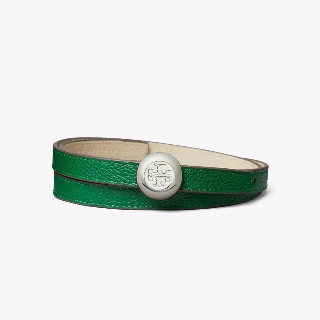 Tory Burch Romy Reversible Belt Dark Kale / Light Stone