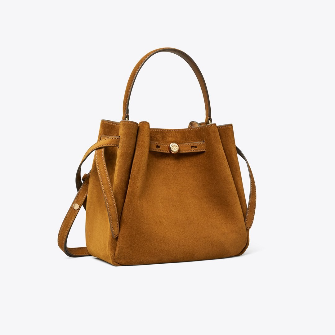 Tory Burch Romy Suede Bucket Bag CARAMEL