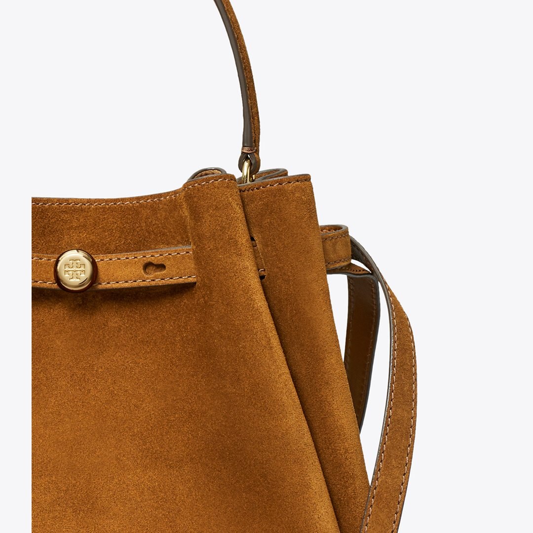 Tory Burch Romy Suede Bucket Bag CARAMEL