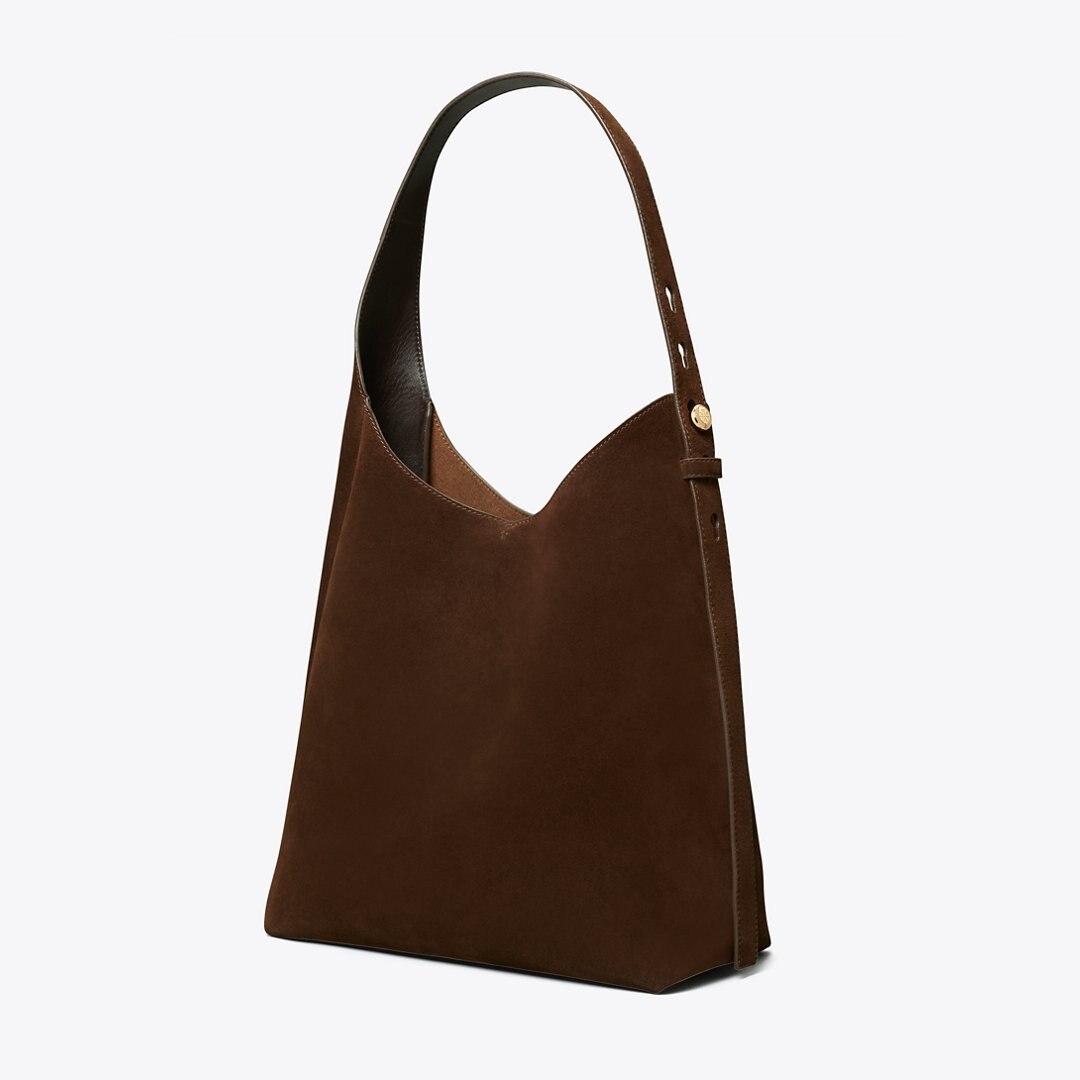 Tory Burch Romy Suede Hobo Bag Dark Cocoa