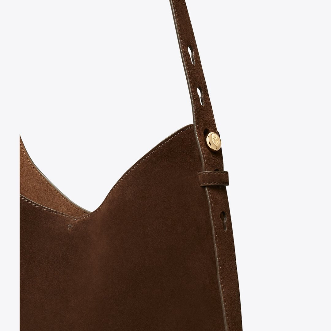 Tory Burch Romy Suede Hobo Bag Dark Cocoa