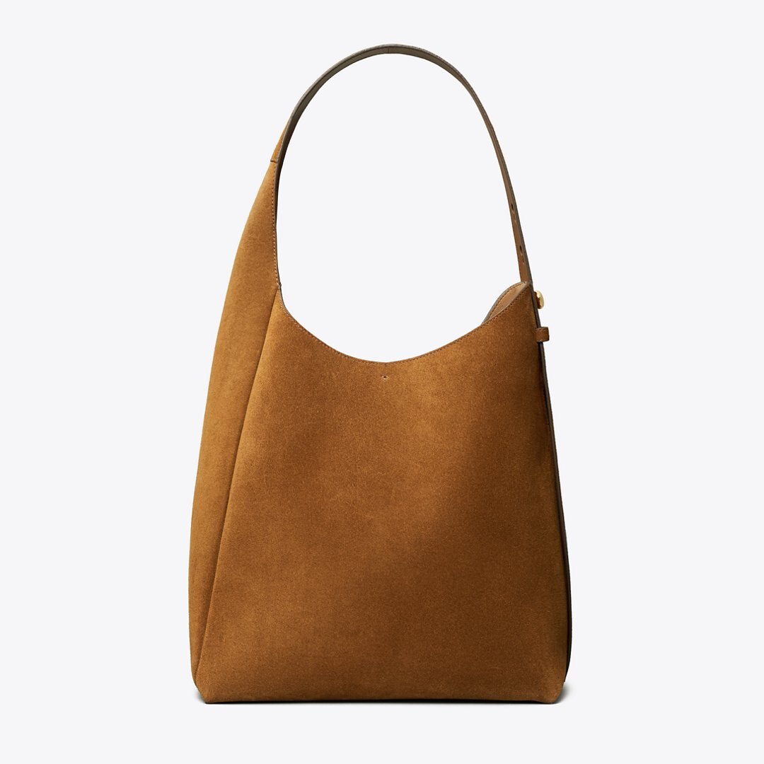 Tory Burch Romy Suede Hobo Bag Caramel