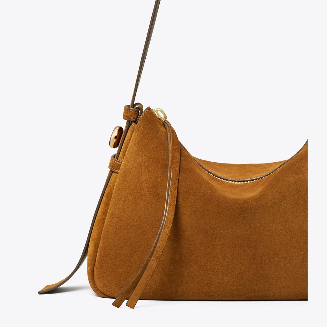 Tory Burch Romy Suede Shoulder Bag Caramel