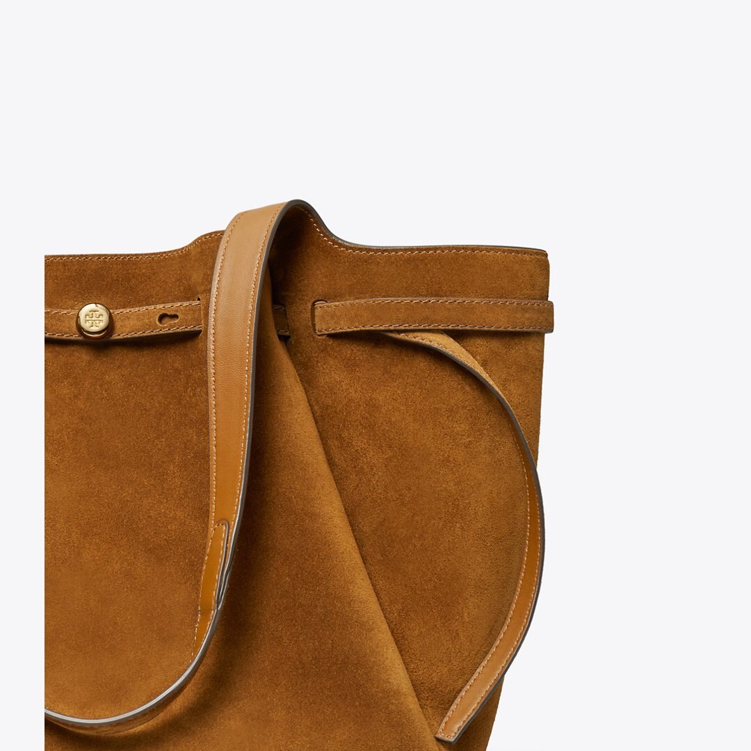 Tory Burch Romy Suede Tote Cognac