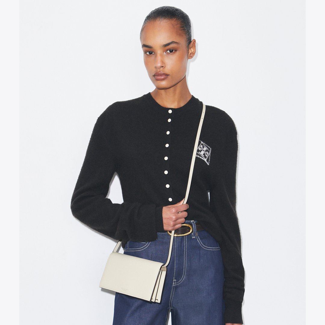 Tory Burch Romy Wallet Crossbody Light Cream