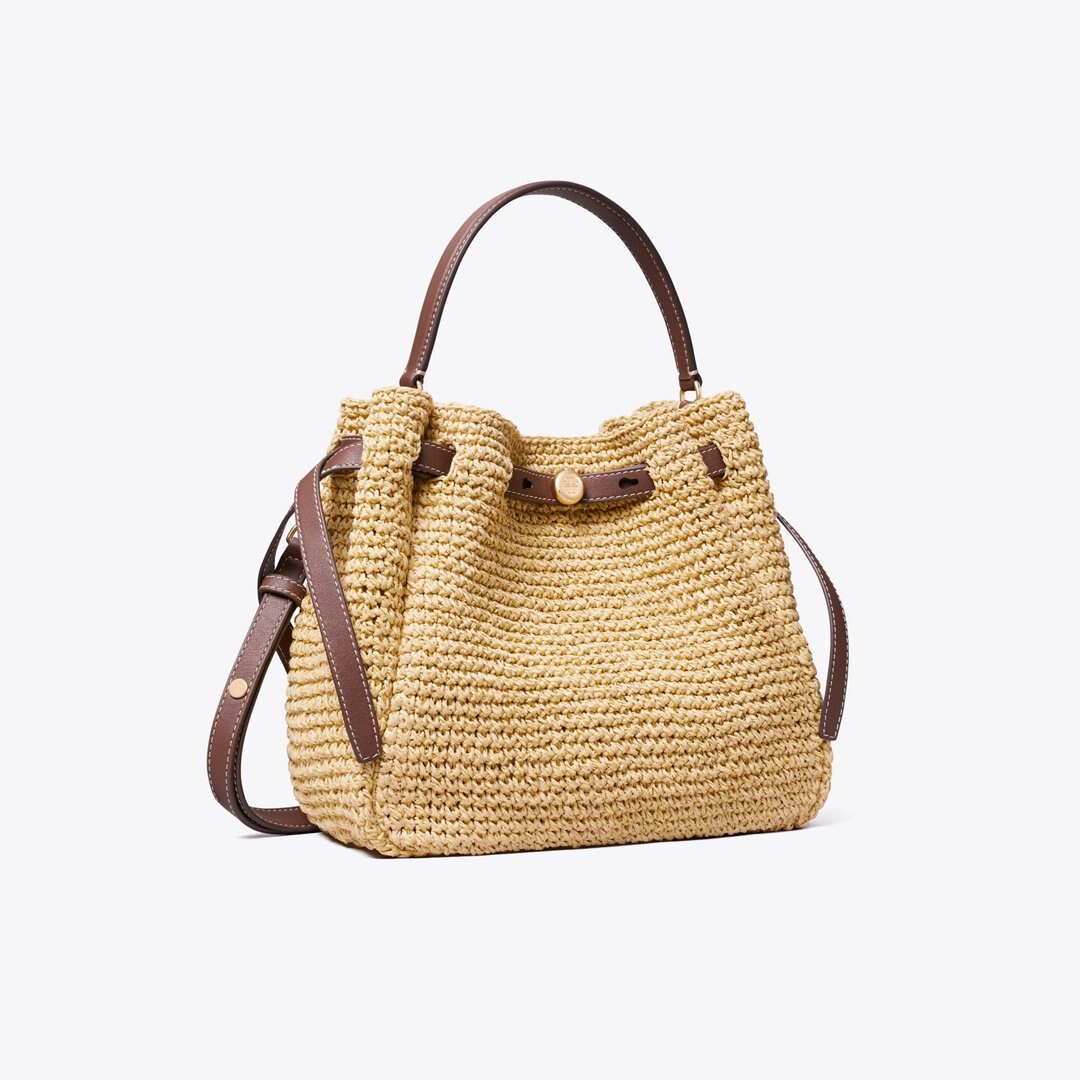 Tory Burch Romy Woven Bucket Bag Natural