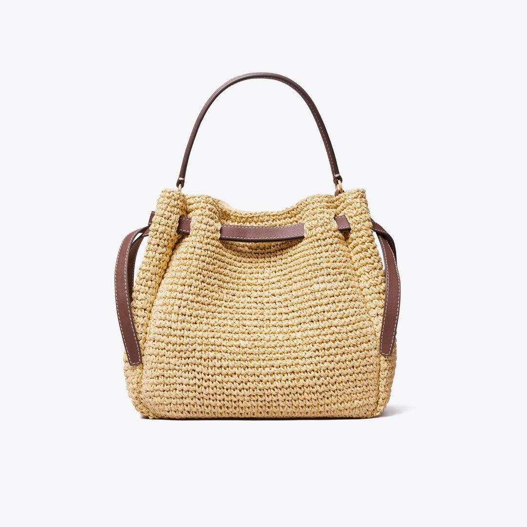 Tory Burch Romy Woven Bucket Bag Natural