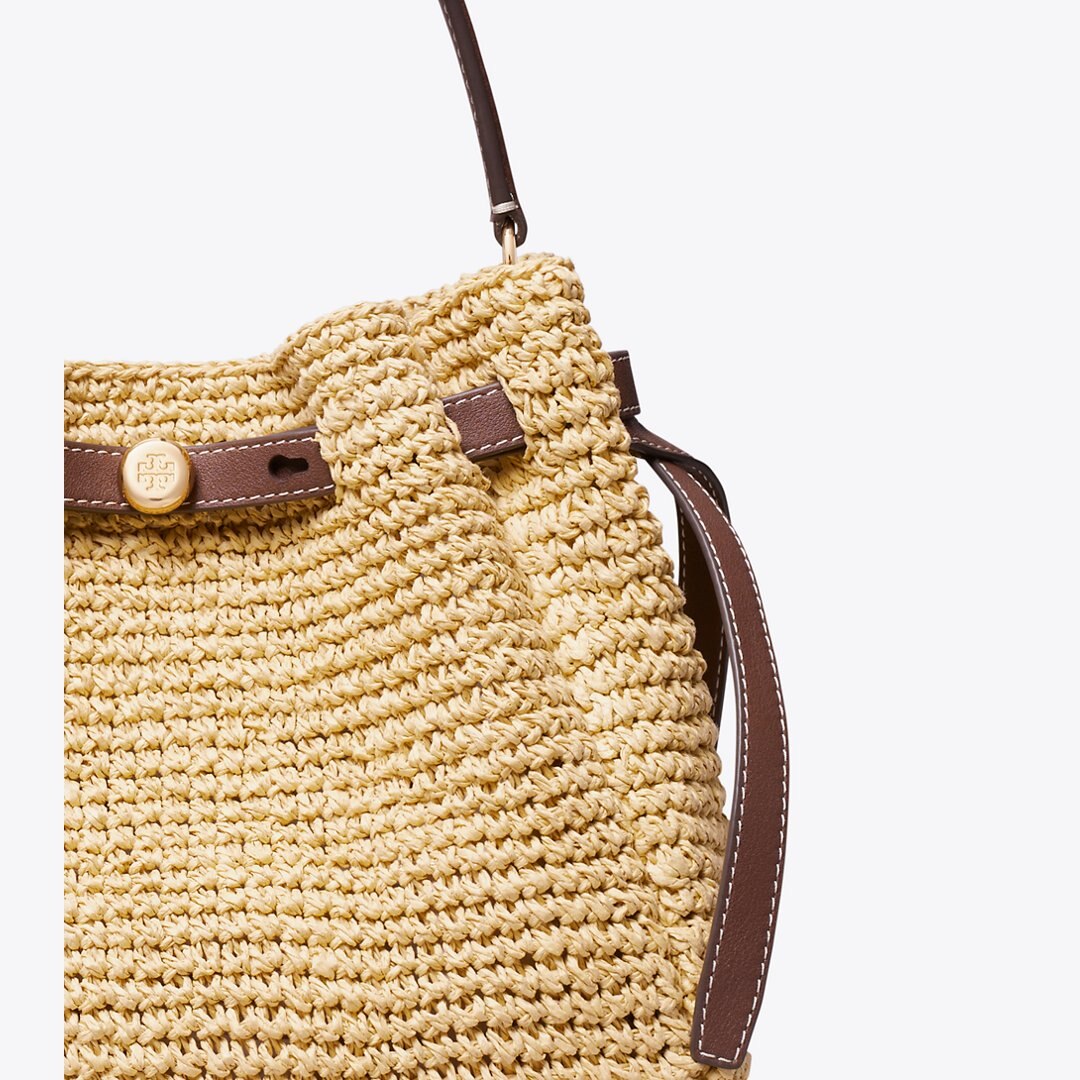 Tory Burch Romy Woven Bucket Bag Natural