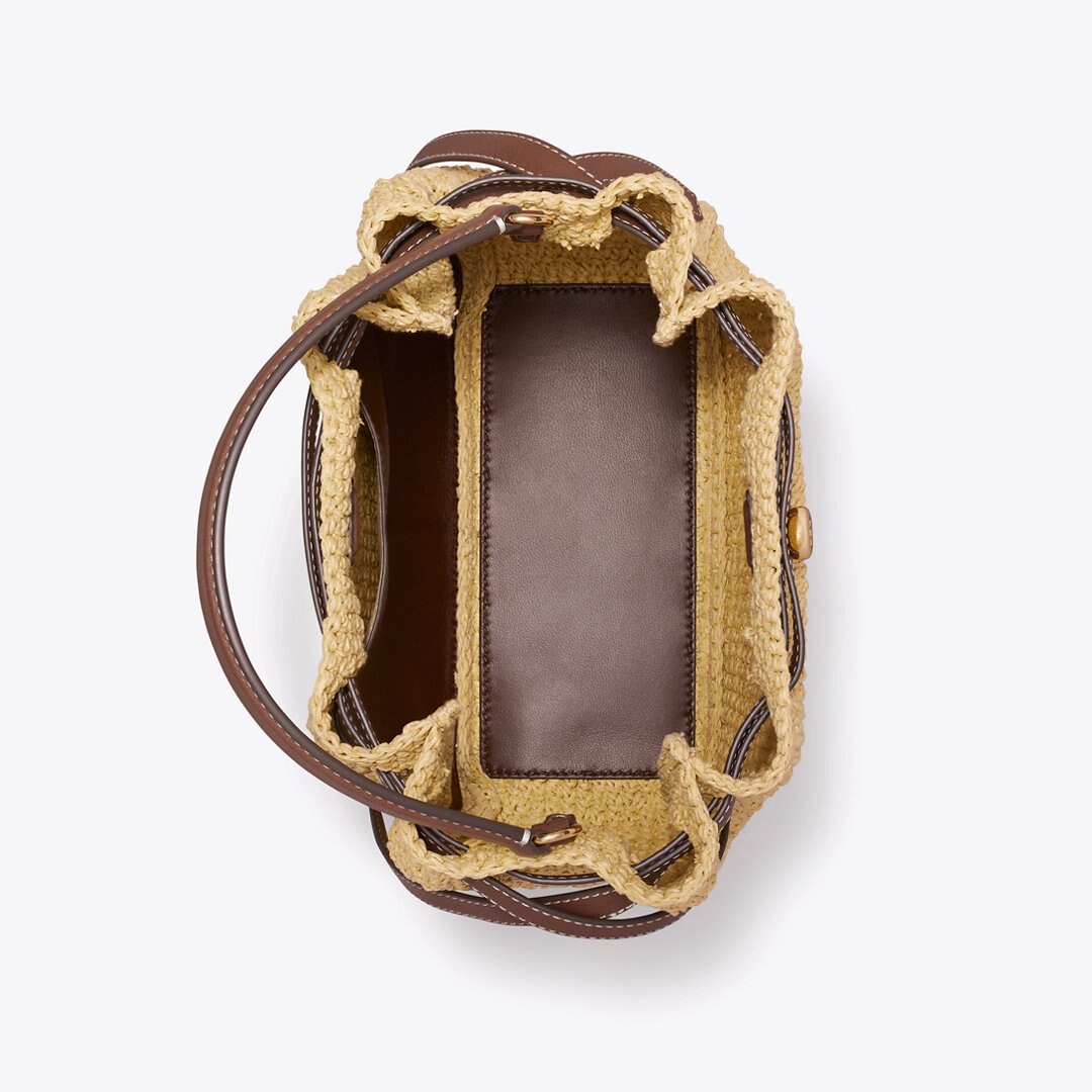 Tory Burch Romy Woven Bucket Bag Natural