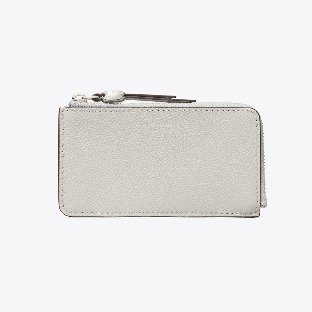 Tory Burch Romy Zip Card Case Dove Gray