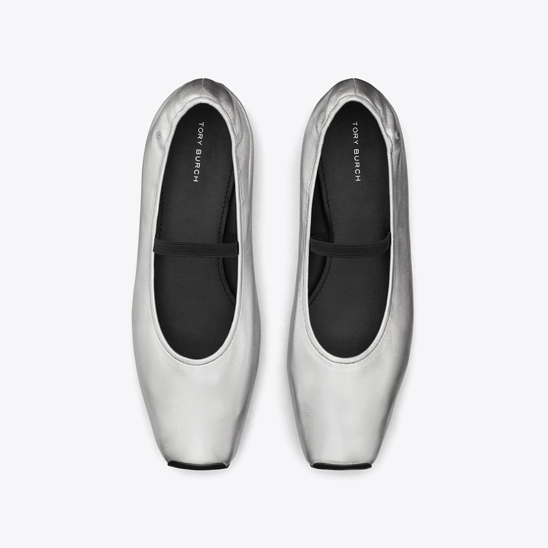 Tory Burch Runway Ballet SILVER / PERFECT BLACK