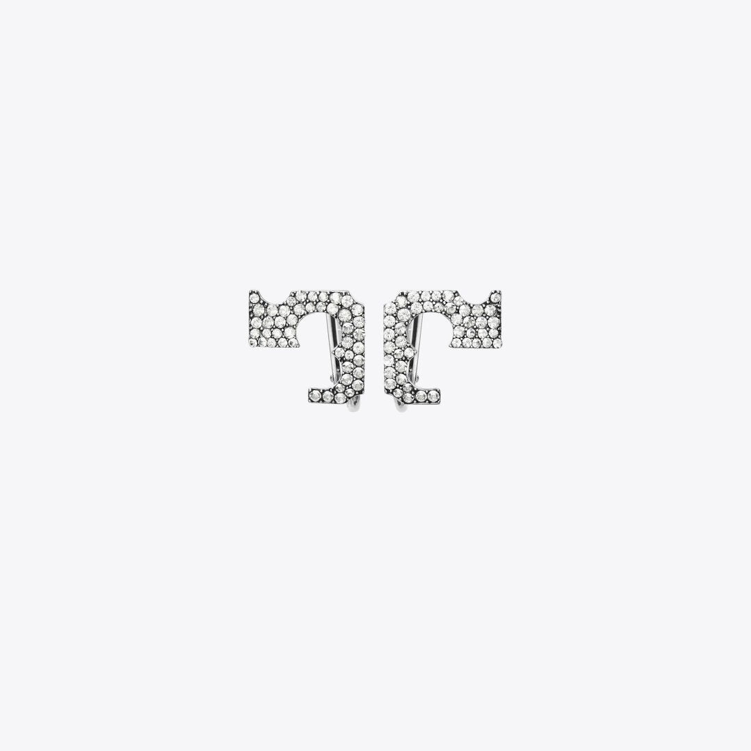 Tory Burch Runway Pav Serif T Clip-On Earrings Tory Silver / Crystal