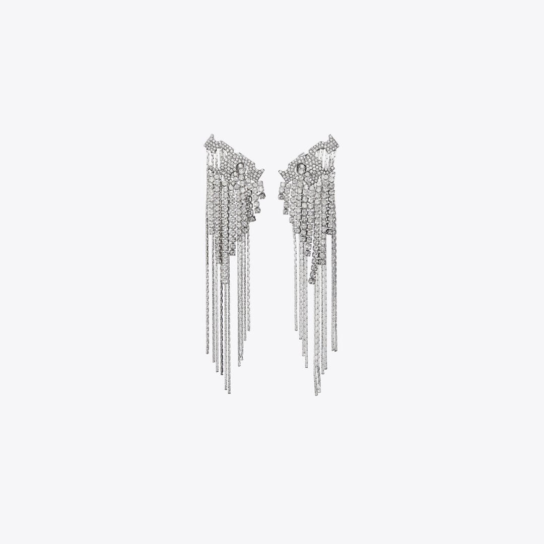 Tory Burch Runway Pav Serif T Earrings Tory Silver / Crystal