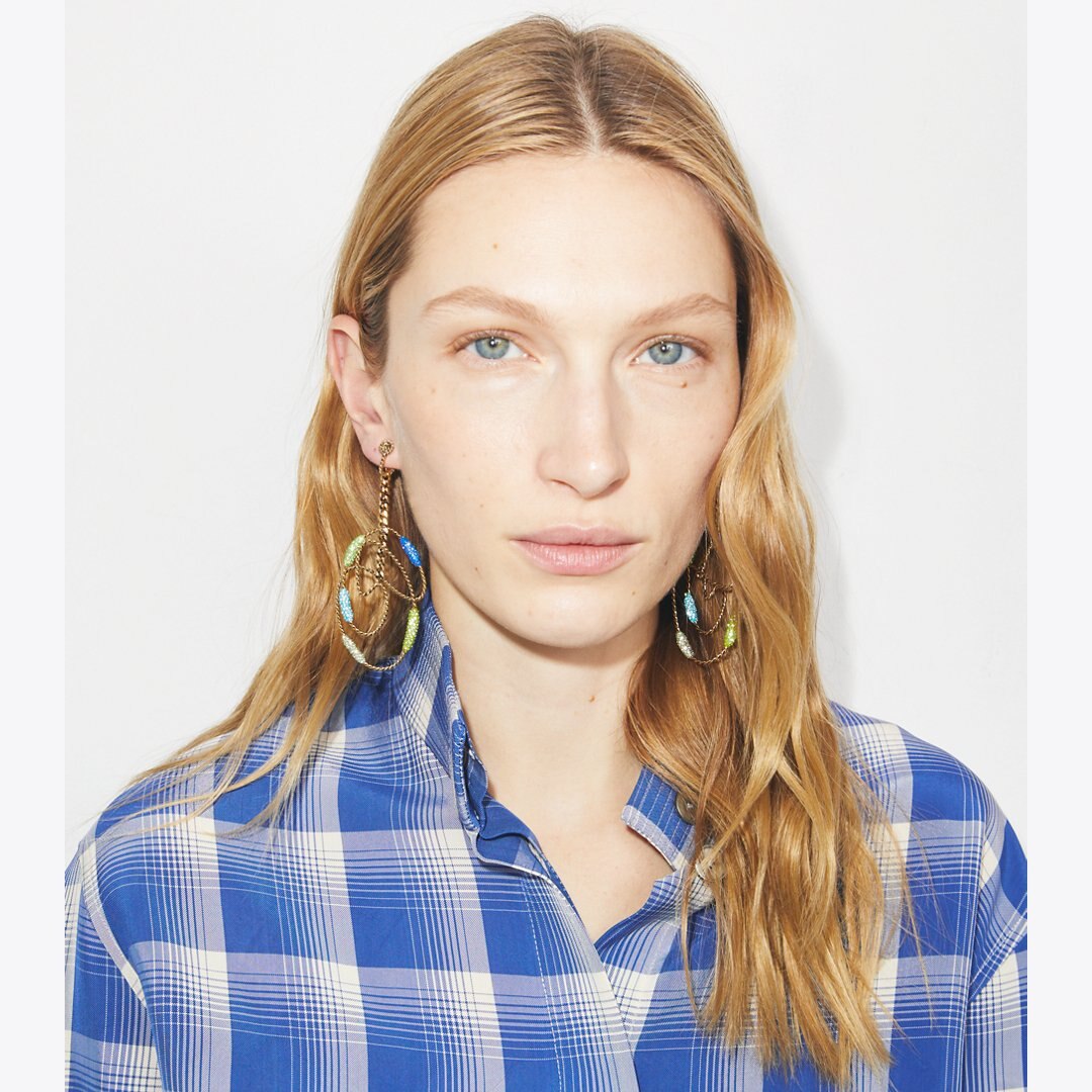Tory Burch Runway Swirl Hoop Earrings GOLD
