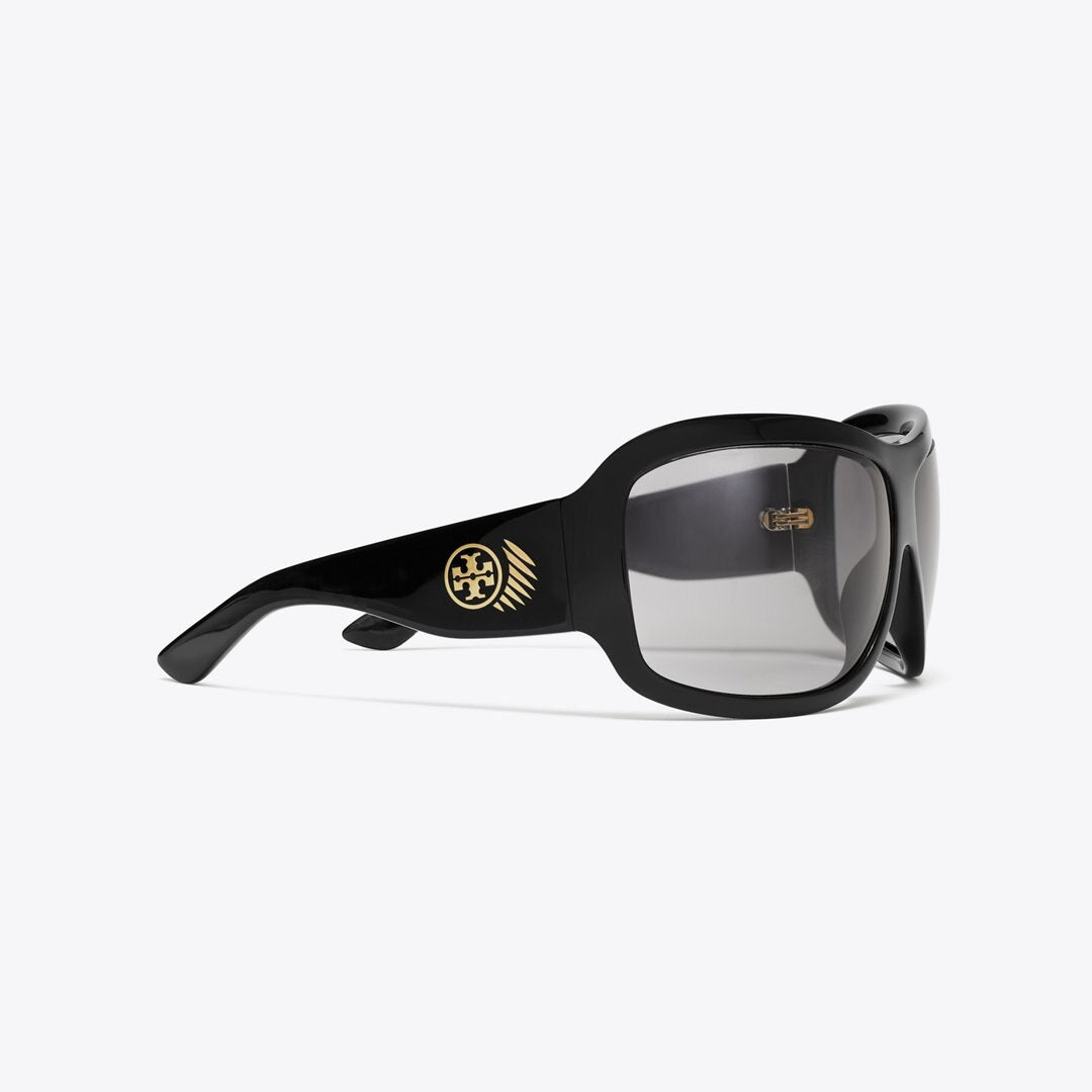 Tory Burch Runway Wrap Sunglasses BLACK/GREY