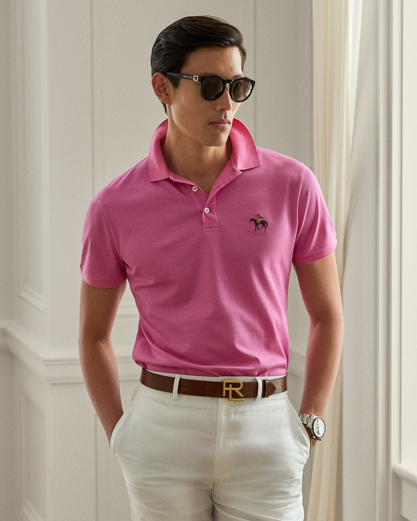 Ralph Lauren Custom Slim Fit Piqué Polo Shirt