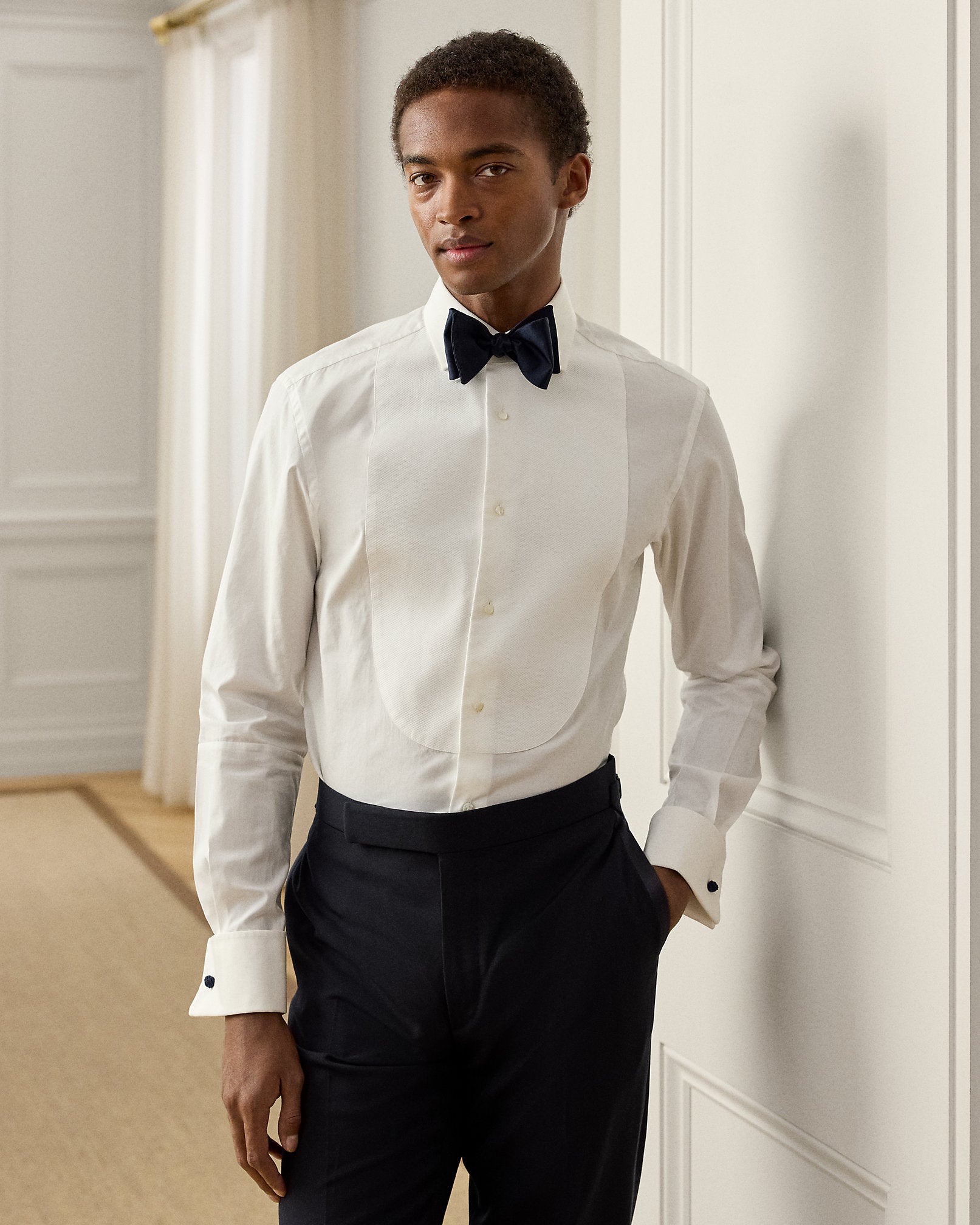 Ralph Lauren PiquéBib French Cuff Tuxedo Shirt