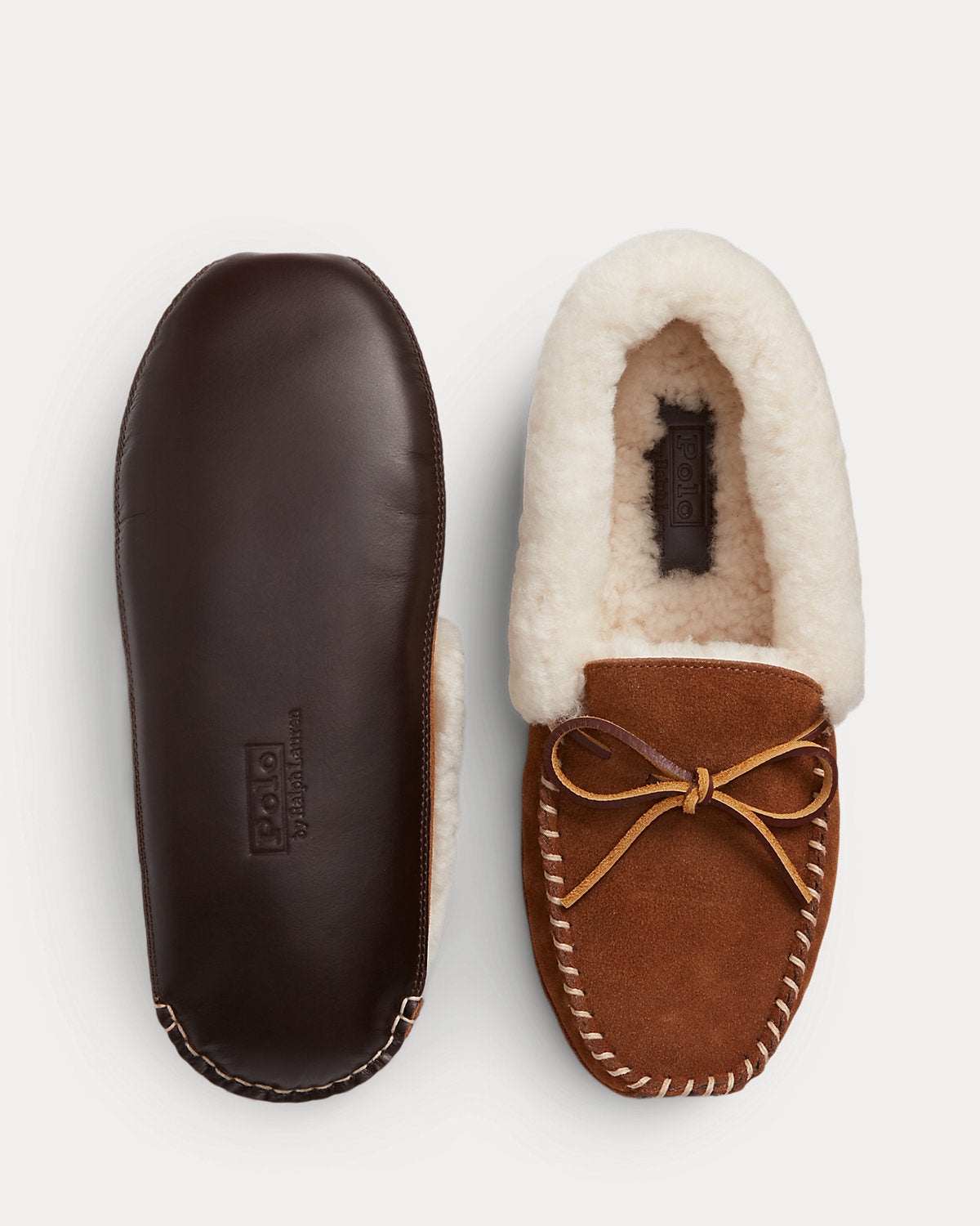 Ralph Lauren Yarmond Shearlinglined Suede Slipper Snuff