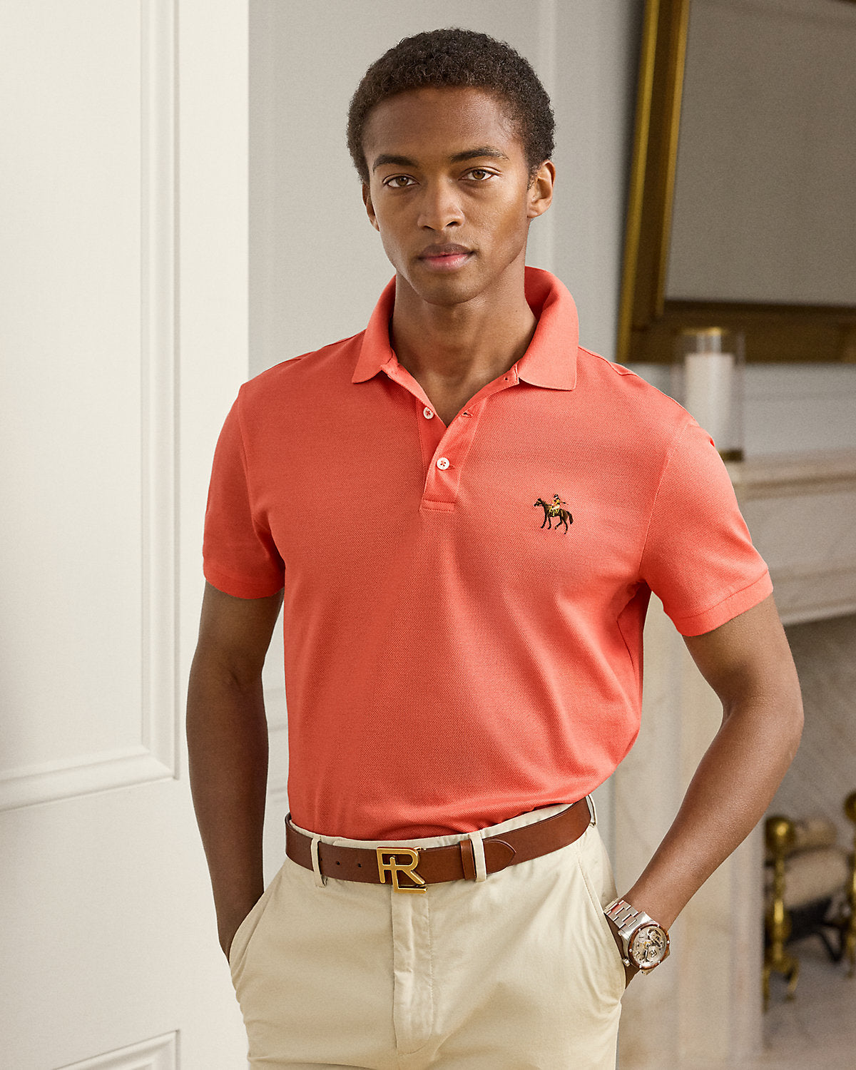 Ralph Lauren Custom Slim Fit Piqué Polo Shirt