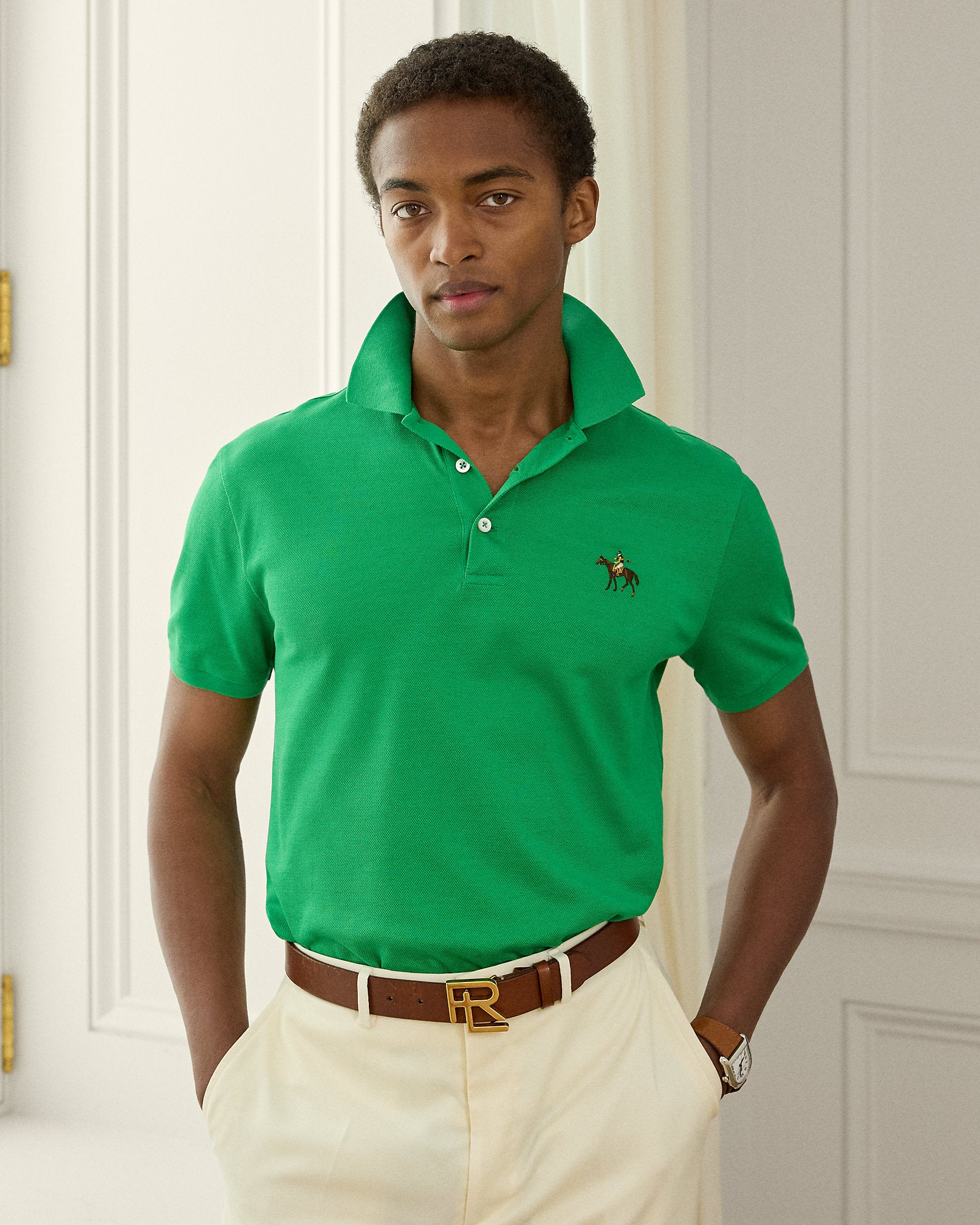 Ralph Lauren Custom Slim Fit Piqué Polo Shirt